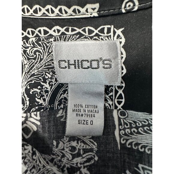 CHICOS Floral Persian Geo 100% Cotton Career Button Up Shirt Size 0 US S - Picture 6 of 8